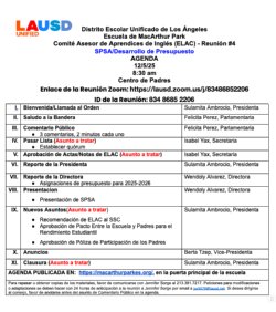 ELAC Agenda Spanish